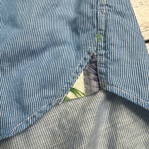 Tommy Bahama Casual Linen Blend Long Sleeve Button Up Blue White Stripes size L - Picture 9 of 11